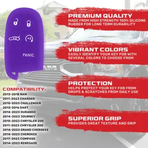 Recon Truck Accessories - 264002DG1PR | Recon Purple Pantone 266 C Silicone Key Fob Cover (Dodge 2013-2018 RAM ) - Image 3