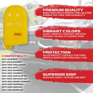 Recon Truck Accessories - 264002DG1YL | Recon Yellow Silicone Key Fob Cover (Dodge 2013-2018 RAM ) - Image 3