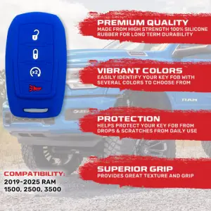Recon Truck Accessories - 264002DG2BL | Recon Blue Silicone Key Fob Cover (Dodge 2019-2025 RAM ) - Image 3