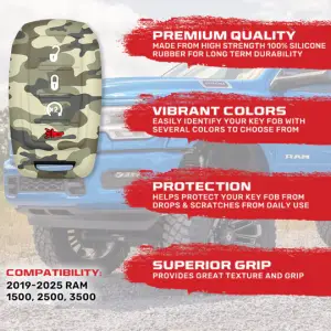 Recon Truck Accessories - 264002DG2GC | Recon Green Camo Silicone Key Fob Cover (Dodge 2019-2025 RAM ) - Image 3