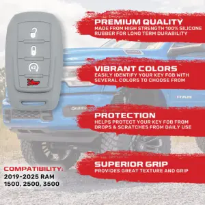 Recon Truck Accessories - 264002DG2GY | Recon Gray Pantone 443 C Silicone Key Fob Cover (Dodge 2019-2025 RAM ) - Image 3