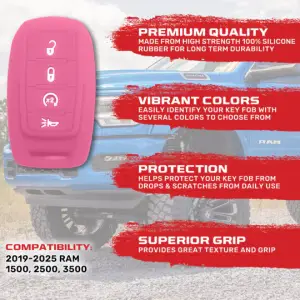 Recon Truck Accessories - 264002DG2PK | Recon Pink Pantone 6051 C Silicone Key Fob Cover (Dodge 2019-2025 RAM ) - Image 3