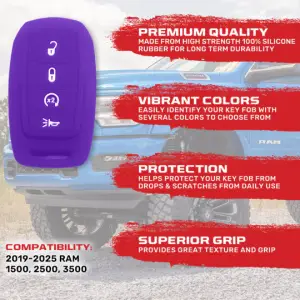 Recon Truck Accessories - 264002DG2PR | Recon Purple Pantone 266 C Silicone Key Fob Cover (Dodge 2019-2025 RAM ) - Image 3
