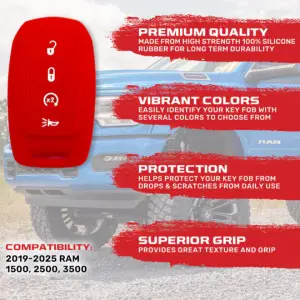 Recon Truck Accessories - 264002DG2RD | Recon Red Silicone Key Fob Cover (Dodge 2019-2025 RAM ) - Image 3