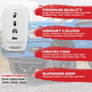 Recon Truck Accessories - 264002DG2WH | Recon White Silicone Key Fob Cover (Dodge 2019-2025 RAM ) - Image 3