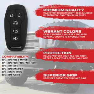 Recon Truck Accessories - 264002FD1BK | Recon Black Silicone Key Fob Cover (2014-2017 F150, F250, F350) - Image 3