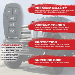 Recon Truck Accessories - 264002FD1GY | Recon Gray Pantone 443 C Silicone Key Fob Cover (2014-2017 F150, F250, F350) - Image 3