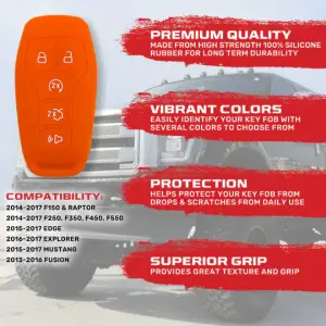 Recon Truck Accessories - 264002FD1OR | Recon Orange Silicone Key Fob Cover (2014-2017 F150, F250, F350) - Image 3