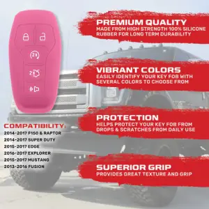 Recon Truck Accessories - 264002FD1PK | Recon Pink Pantone 6051 C Silicone Key Fob Cover (2014-2017 F150, F250, F350) - Image 3