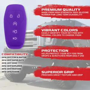 Recon Truck Accessories - 264002FD1PR | Recon Purple Pantone 266 C Silicone Key Fob Cover (2014-2017 F150, F250, F350) - Image 3