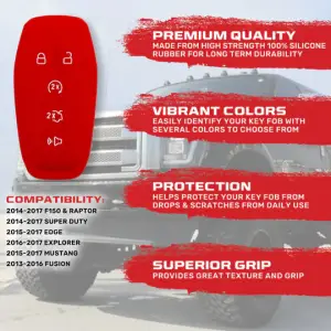 Recon Truck Accessories - 264002FD1RD | Recon Red Silicone Key Fob Cover (2014-2017 F150, F250, F350) - Image 3