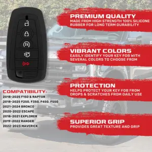 Recon Truck Accessories - 264002FD2BK | Recon Black Silicone Key Fob Cover (2018-2025 F150, F250, F350) - Image 3