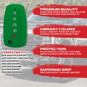 Recon Truck Accessories - 264002FD2GR | Recon Green Pantone 356 C Silicone Key Fob Cover (2018-2025 F150, F250, F350) - Image 3