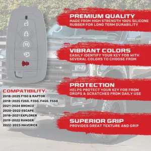Recon Truck Accessories - 264002FD2GY | Recon Gray Pantone 443 C Silicone Key Fob Cover (2018-2025 F150, F250, F350) - Image 3
