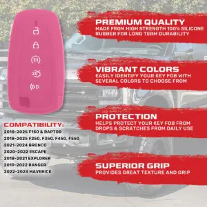 Recon Truck Accessories - 264002FD2PK | Recon Pink Pantone 6051 C Silicone Key Fob Cover (2018-2025 F150, F250, F350) - Image 3