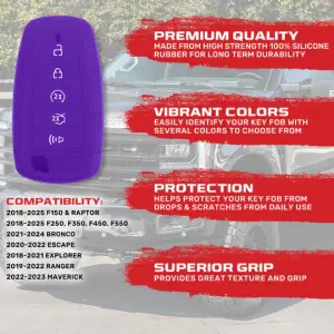 Recon Truck Accessories - 264002FD2PR | Recon Purple Pantone 266 C Silicone Key Fob Cover (2018-2025 F150, F250, F350) - Image 3