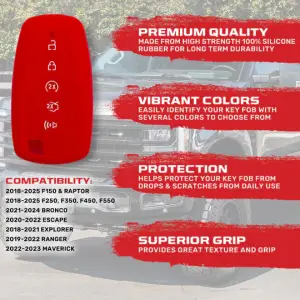 Recon Truck Accessories - 264002FD2RD | Recon Red Silicone Key Fob Cover (2018-2025 F150, F250, F350) - Image 3