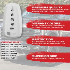 Recon Truck Accessories - 264002FD2WH | Recon White Silicone Key Fob Cover (2018-2025 F150, F250, F350) - Image 3