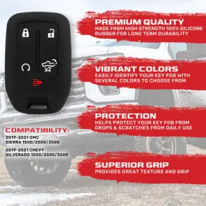 Recon Truck Accessories - 264002GM1BK | Recon Black Silicone Key Fob Cover (2019-2021 Silverado, Sierra 1500, 2500 HD, 3500 HD) - Image 3