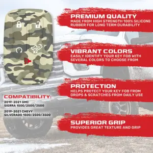 Recon Truck Accessories - 264002GM1GC | Recon Green Camo Silicone Key Fob Cover (2019-2021 Silverado, Sierra 1500, 2500 HD, 3500 HD) - Image 3