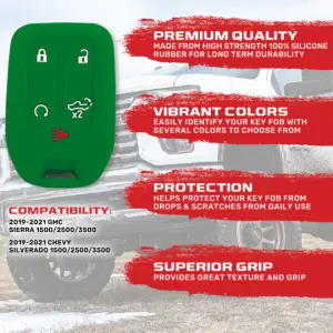 Recon Truck Accessories - 264002GM1GR | Recon Green Pantone 356 C Silicone Key Fob Cover (2019-2021 Silverado, Sierra 1500, 2500 HD, 3500 HD) - Image 3