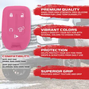 Recon Truck Accessories - 264002GM1PK | Recon Pink Pantone 6051 C Silicone Key Fob Cover (2019-2021 Silverado, Sierra 1500, 2500 HD, 3500 HD) - Image 3
