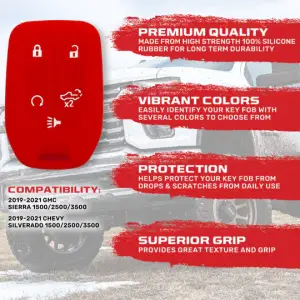 Recon Truck Accessories - 264002GM1RD | Recon Red Silicone Key Fob Cover (2019-2021 Silverado, Sierra 1500, 2500 HD, 3500 HD) - Image 3