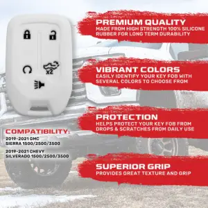 Recon Truck Accessories - 264002GM1WH | Recon White Silicone Key Fob Cover (2019-2021 Silverado, Sierra 1500, 2500 HD, 3500 HD) - Image 3