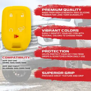 Recon Truck Accessories - 264002GM1YL | Recon Yellow Silicone Key Fob Cover (2019-2021 Silverado, Sierra 1500, 2500 HD, 3500 HD) - Image 3