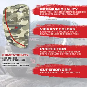Recon Truck Accessories - 264002GM2GC | Recon Green Camo Silicone Key Fob Cover (2022-2025 Silverado, Sierra 1500, 2500 HD, 3500 HD) - Image 3
