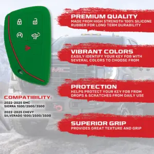 Recon Truck Accessories - 264002GM2GR | Recon Green Pantone 356 C Silicone Key Fob Cover (2022-2025 Silverado, Sierra 1500, 2500 HD, 3500 HD) - Image 3