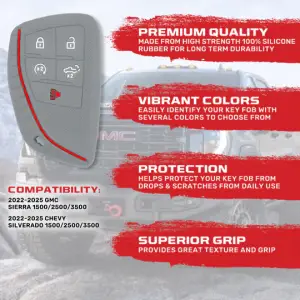 Recon Truck Accessories - 264002GM2GY | Recon Gray Pantone 443 C Silicone Key Fob Cover (2022-2025 Silverado, Sierra 1500, 2500 HD, 3500 HD) - Image 3