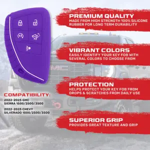 Recon Truck Accessories - 264002GM2PR | Recon Purple Pantone 266 C Silicone Key Fob Cover (2022-2025 Silverado, Sierra 1500, 2500 HD, 3500 HD) - Image 3