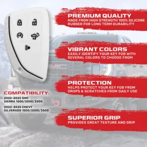 Recon Truck Accessories - 264002GM2WH | Recon White Silicone Key Fob Cover (2022-2025 Silverado, Sierra 1500, 2500 HD, 3500 HD) - Image 3