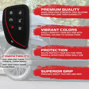 Recon Truck Accessories - 264002GM3BK | Recon Black Silicone Key Fob Cover (2021-2025 Suburban, Tahoe, Yukon) - Image 3