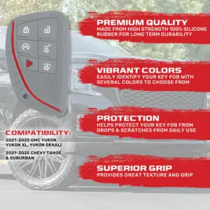 Recon Truck Accessories - 264002GM3GY | Recon Gray Pantone 443 C Silicone Key Fob Cover (2021-2025 Suburban, Tahoe, Yukon) - Image 3