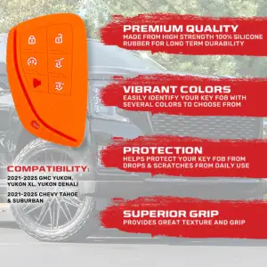 Recon Truck Accessories - 264002GM3OR | Recon Orange Silicone Key Fob Cover (2021-2025 Suburban, Tahoe, Yukon) - Image 3