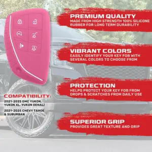 Recon Truck Accessories - 264002GM3PK | Recon Pink Pantone 6051 C Silicone Key Fob Cover (2021-2025 Suburban, Tahoe, Yukon) - Image 3