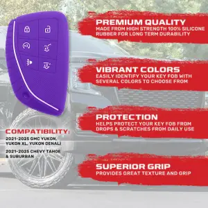 Recon Truck Accessories - 264002GM3PR | Recon Purple Pantone 266 C Silicone Key Fob Cover (2021-2025 Suburban, Tahoe, Yukon) - Image 3