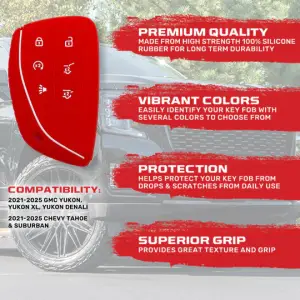 Recon Truck Accessories - 264002GM3RD | Recon Red Silicone Key Fob Cover (2021-2025 Suburban, Tahoe, Yukon) - Image 3