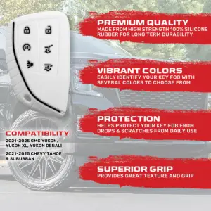 Recon Truck Accessories - 264002GM3WH | Recon White Silicone Key Fob Cover (2021-2025 Suburban, Tahoe, Yukon) - Image 3