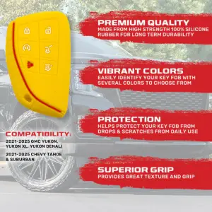 Recon Truck Accessories - 264002GM3YL | Recon Yellow Silicone Key Fob Cover (2021-2025 Suburban, Tahoe, Yukon) - Image 3