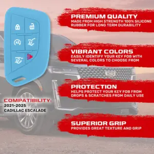 Recon Truck Accessories - 264002GM4BB | Recon Baby Blue Pantone 2095 C Silicone Key Fob Cover (2021-2025 Escalade) - Image 3