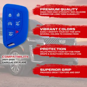 Recon Truck Accessories - 264002GM4BL | Recon Blue Silicone Key Fob Cover (2021-2025 Escalade) - Image 3