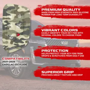 Recon Truck Accessories - 264002GM4GC | Recon Green Camo Silicone Key Fob Cover (2021-2025 Escalade) - Image 3