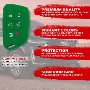 Recon Truck Accessories - 264002GM4GR | Recon Green Pantone 356 C Silicone Key Fob Cover (2021-2025 Escalade) - Image 3