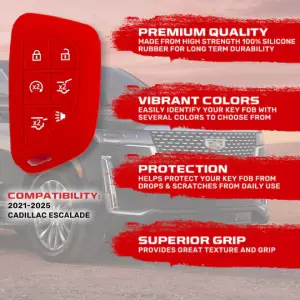 Recon Truck Accessories - 264002GM4RD | Recon Red Silicone Key Fob Cover (2021-2025 Escalade) - Image 3