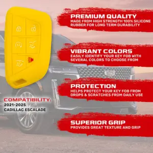 Recon Truck Accessories - 264002GM4YL | Recon Yellow Silicone Key Fob Cover (2021-2025 Escalade) - Image 3