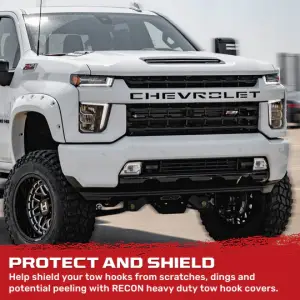 Recon Truck Accessories - 264004CHHDBK | Recon Black Tow Hook Covers 2-Piece Set of Silicone Covers (2020-2025 Silverado 2500 HD, 3500 HD) - Image 5