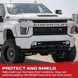 Recon Truck Accessories - 264004CHHDYL | Recon Yellow Tow Hook Covers 2-Piece Set of Silicone Covers (2020-2025 Silverado 2500 HD, 3500 HD) - Image 7